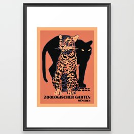 Retro vintage Munich Zoo big cats Framed Art Print | Aap, Leopard, Advert, Panther, Advertising, Aapshop, Digital, Wild, Zoo, Germany 