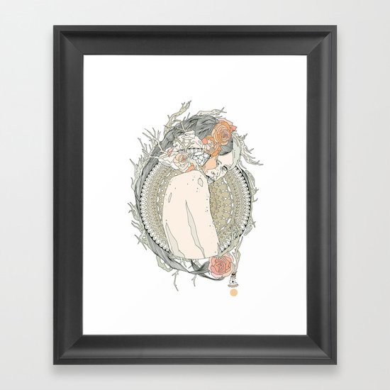 blackened doily Framed Art Print