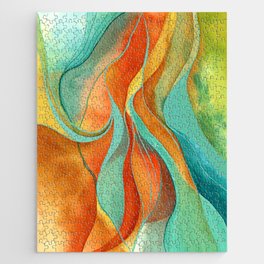 Abstract Bohemian Colorful Watercolor and Gouache Jigsaw Puzzle