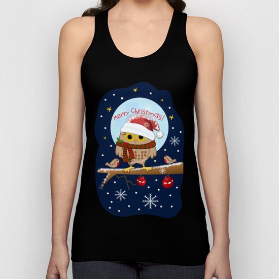 Owl's Christmas in a snowy world Unisex Tank Top