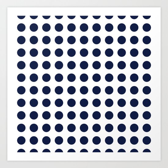 Simply Polka Dots in Nautical Navy Blue Art Print