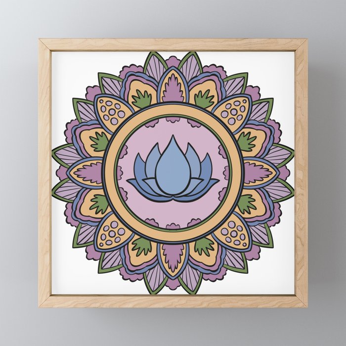 Mandala pattern #37 - Lotus Flower Framed Mini Art Print