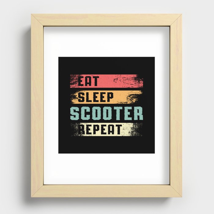 Scooter Driver E-Scooter Escooter Stunt Vintage Recessed Framed Print