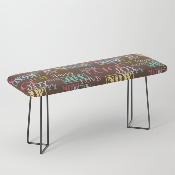 Enjoy The Colors - Colorful typography modern abstract pattern on Coffee Brown color Bench