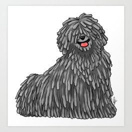 Dog Puli Gray Art Print