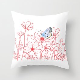 Cosmos and Butterfly Throw Pillow