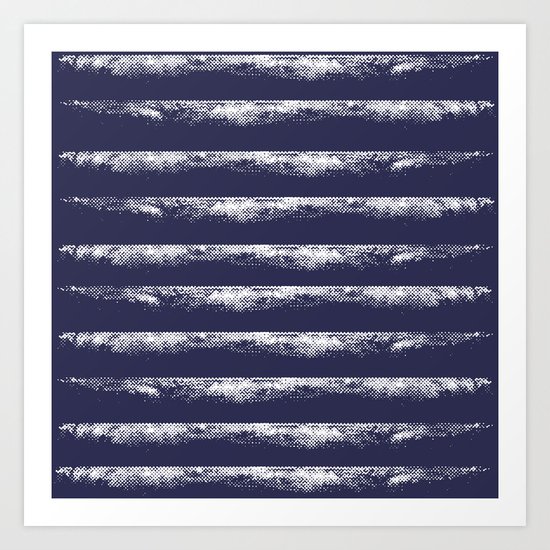 Irregular Stripes Dark Blue Art Print