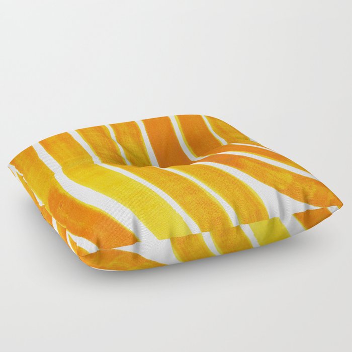 Curved Big Stripes in orange Floor Pillow