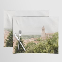 Girona Cathedral, View from Murallas de Girona, Spain - Travel Photography Placemat