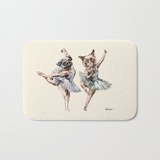 Hipster Ballerinas - Dog Cat Dancers Bath Mat