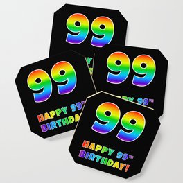 [ Thumbnail: HAPPY 99TH BIRTHDAY - Multicolored Rainbow Spectrum Gradient Coaster ]