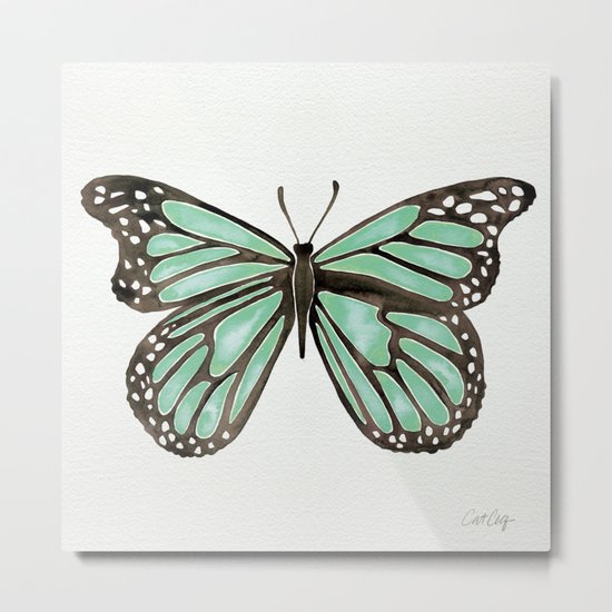 Mint Butterfly Metal Print