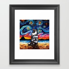 Merle Shetland Sheepdog Night Framed Art Print