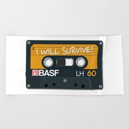Vintage Audio Tape - BASF - I Will Survive! Beach Towel