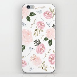 Vintage Floral Blossom - Pink Watercolor Florals iPhone Skin