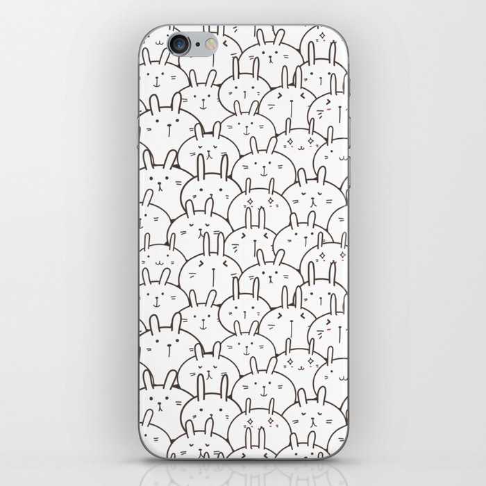 Bunny Rabbits - Black & White iPhone Skin