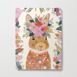 Floral Bunny Easter Metal Print