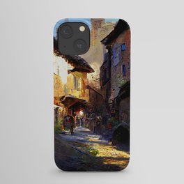 Walking through a medieval Italian village iPhone Case