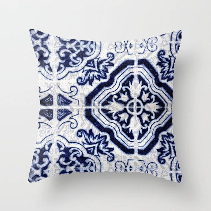 Azulejo VI - Portuguese hand painted tiles Throw Pillow