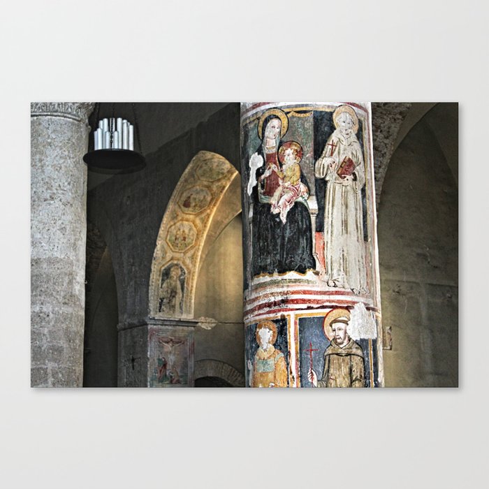 Medieval Religious Paintings, Saint Francis Church, Narni, Italy Canvas Print