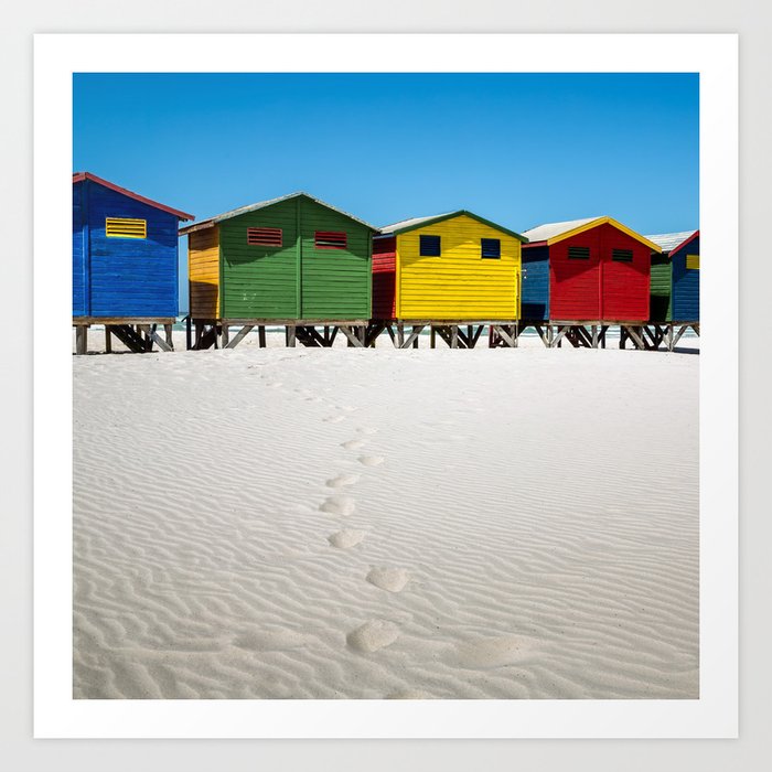 South Africa Photography - Muizenberg Beach In Cape Town Art Print