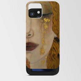 Golden Tears (Freya's Heartache) portrait painting by Gustav Klimt iPhone Card Case