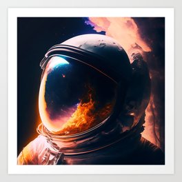 Lost in Space: The Astronaut's Struggle Between Heaven and Hell Art Print