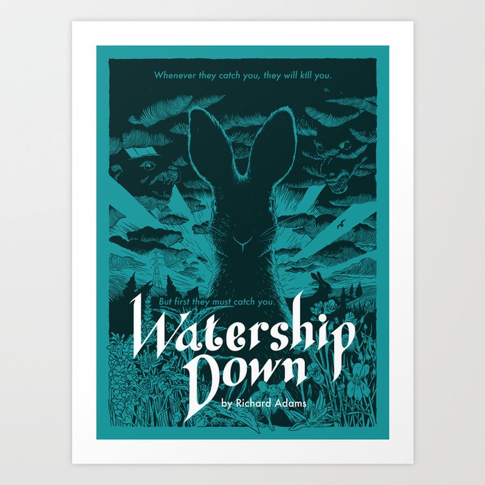 Watership Down poster - blue Art Print