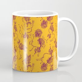 Flowers & stems, linear pattern, retro, ink Coffee Mug
