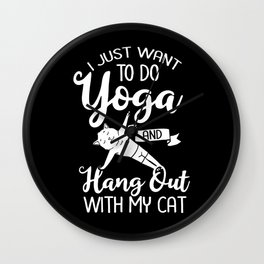 Yoga Cat Beginner Workout Poses Quotes Meditation Wall Clock