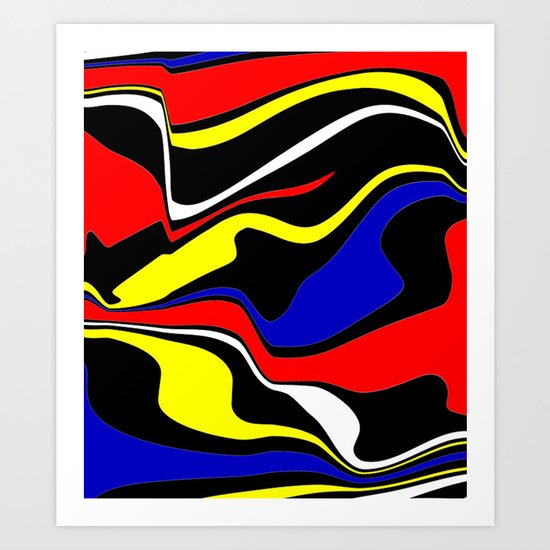 Retro Colour Waves Art Print