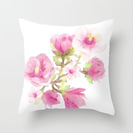 Watercolor Magnolias Throw Pillow