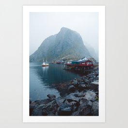 Foggy Morning in Reine, Lofoten Art Print