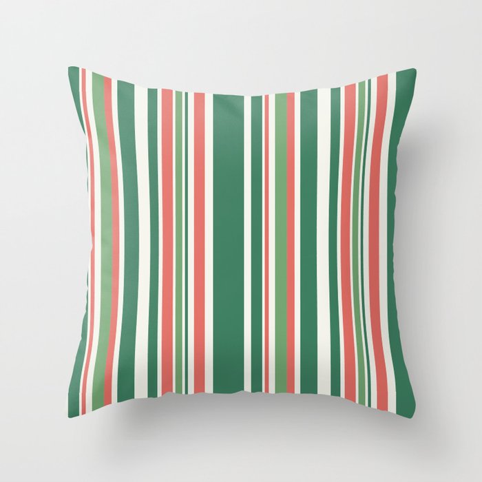 Holiday Christmas Vertical Stripes  Throw Pillow