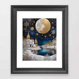 Christmas in Rome - Italy Winter Holiday Gold and Silver Landscape and Cityscape Art Framed Art Print