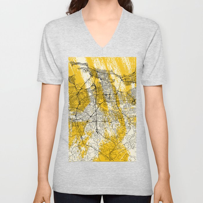 San Juan, USA - City Map Painting - Yellow V Neck T Shirt