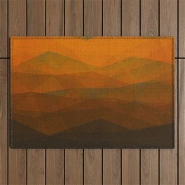 Orange Mid Century Shapes Abstract Painting Outdoor Rug