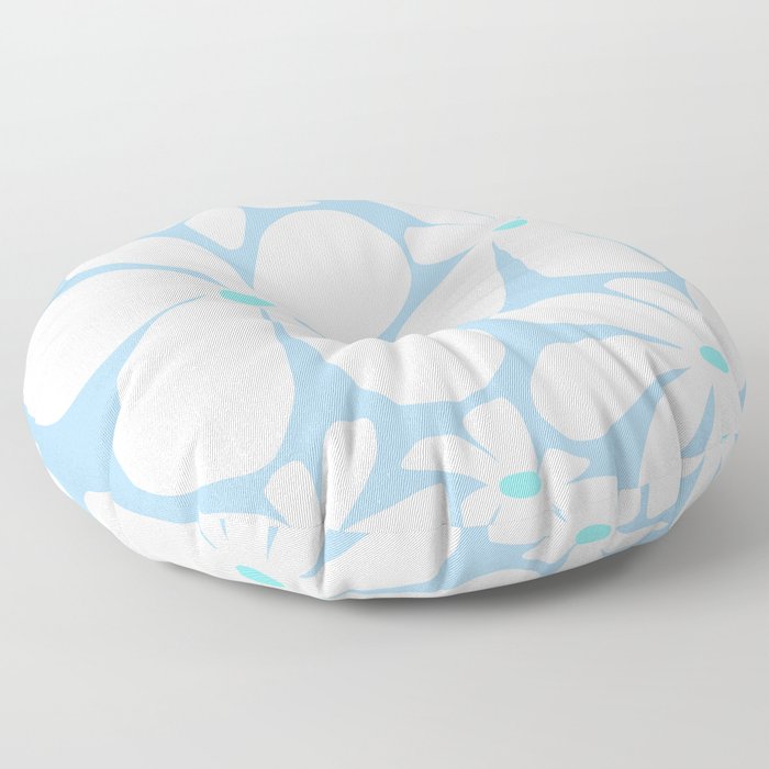 Abstraction_BLUE_FLORAL_FLOWERS_BLOOM_BLOSSOM_POP_ART_0415A Floor Pillow