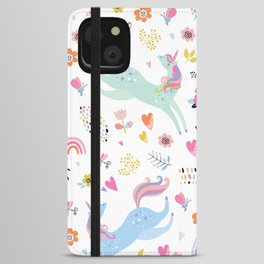 Magical Pastel Unicorn Floral iPhone Wallet Case