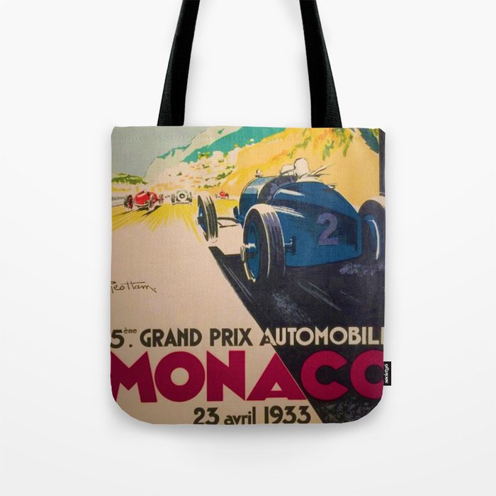 Vintage 1933 Monaco Grand Prix Car Advertisement Poster by Geo Ham Tote Bag
