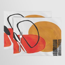 Mid Century Modern Abstract Vintage Pop Art Space Age Pattern Orange Yellow Black Orbit Accent Placemat