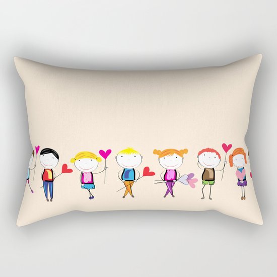 Children with hearts Rectangular Pillow