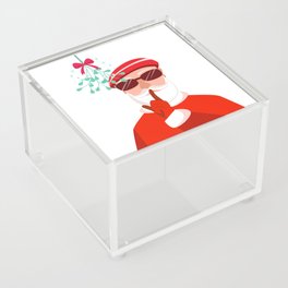 Funny Secret Santa under the mistletoe Acrylic Box