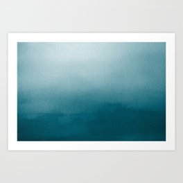 Tropical Dark Teal Inspired by Sherwin Williams 2020 Trending Color Oceanside SW6496 Watercolor Ombre Gradient Blend Abstract Art Art Print