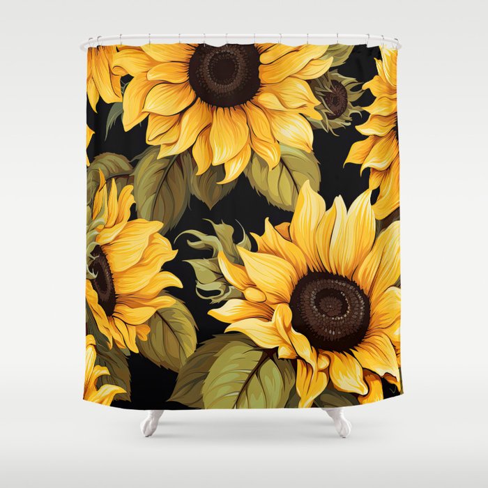 Whimsical Sunflower Array Pattern Shower Curtain