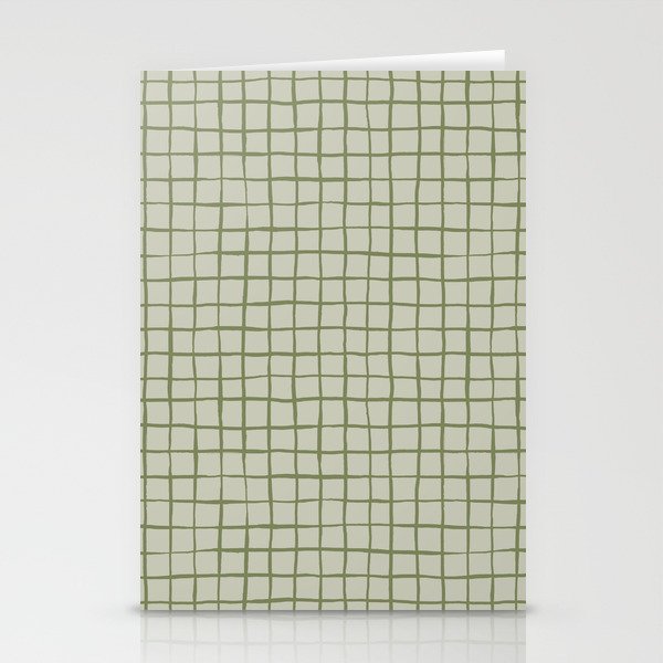 Grid check sage green Stationery Cards