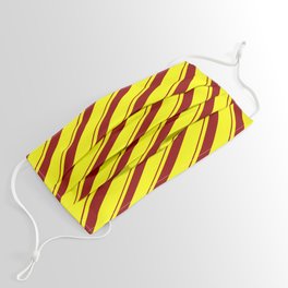 [ Thumbnail: Dark Red and Yellow Colored Lines/Stripes Pattern Face Mask ]