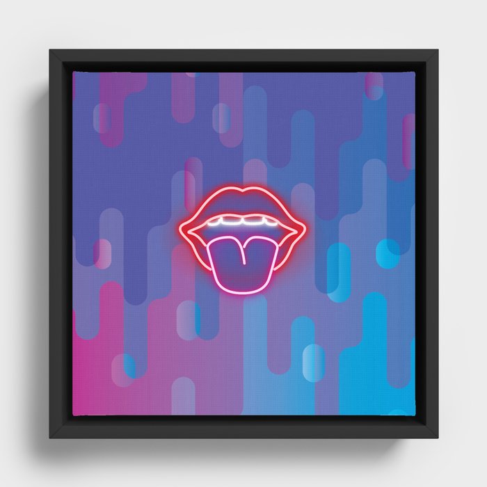 Red Lips Framed Canvas