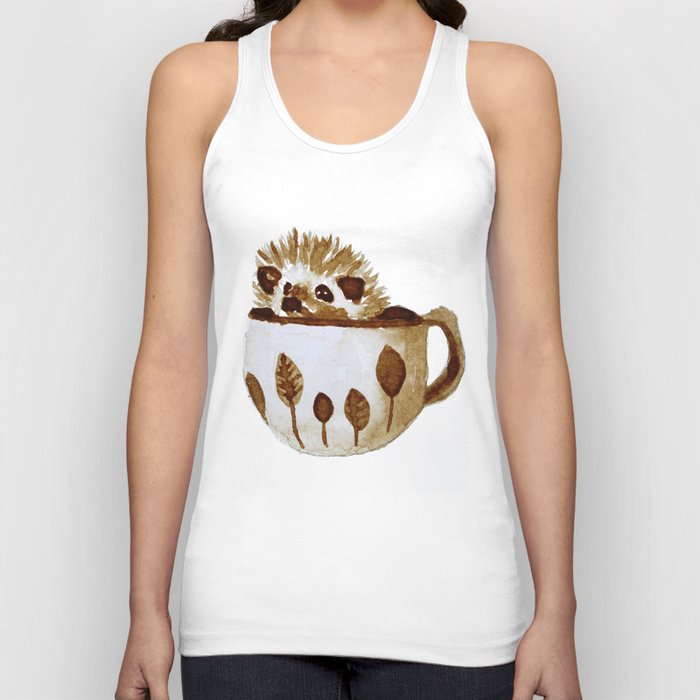Hedgehog in a Cup Painted with Coffee Tank Top