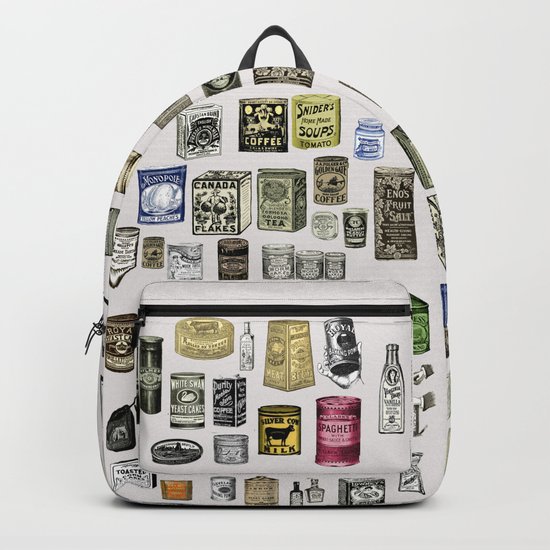 Vintage Victorian food cans Backpack